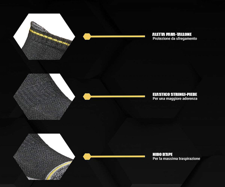 WRK-04 3 Paia Calza Corta da Lavoro Antinfortunistica Traspirante Resistente