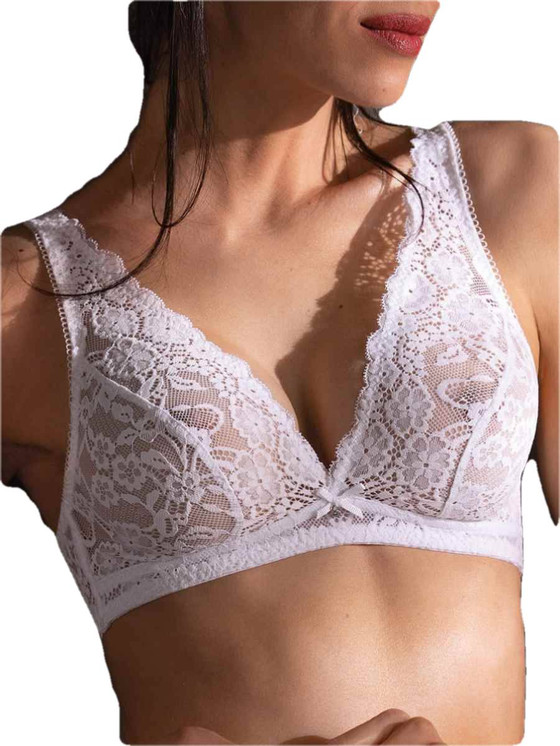 SIèLEI Reggiseno Donna Senza Ferretto Interamente in Pizzo Coppa B Art. 2678
