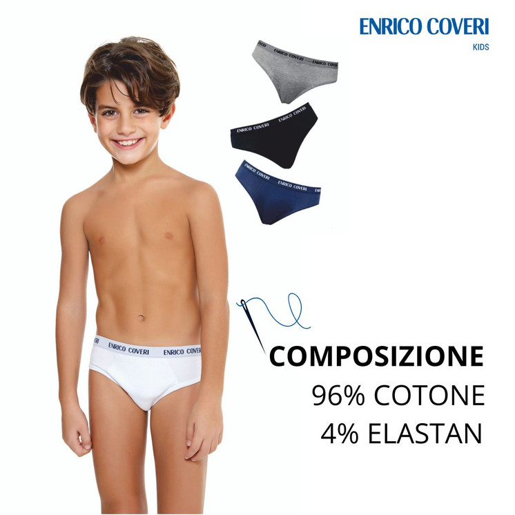 Enrico Coveri (6 Pezzi) Slip Bambino e Ragazzo ES4000 in cotone Elasticizzato
