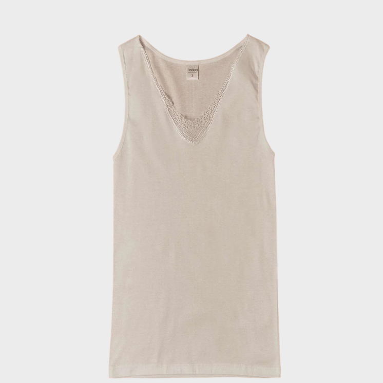 Jadea Canotta Donna  Spalla Larga 9001 Inserti in Macramè in Cotone