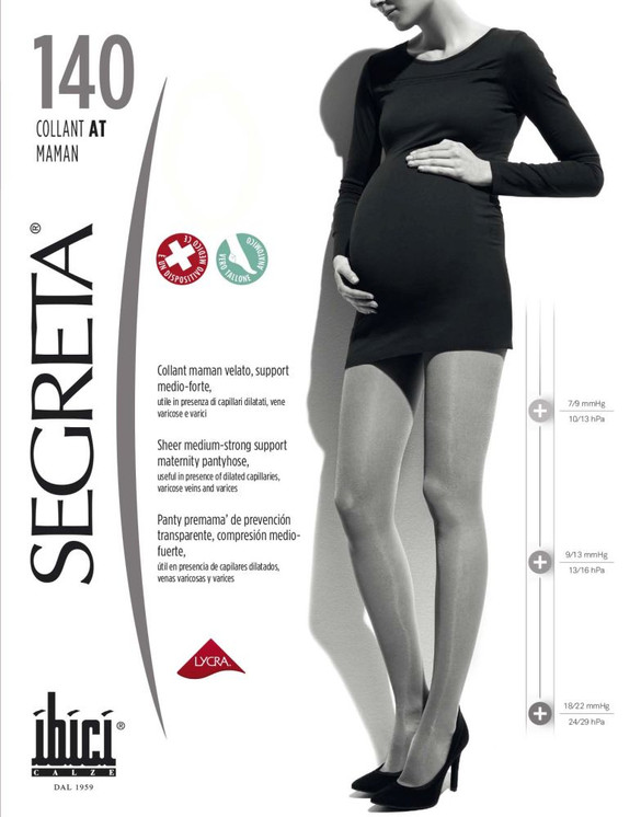 Ibici Segreta Collant Maman 140 den Velato con Corpino Rinforzato - 18/22 mmHg – 24/29 hPa