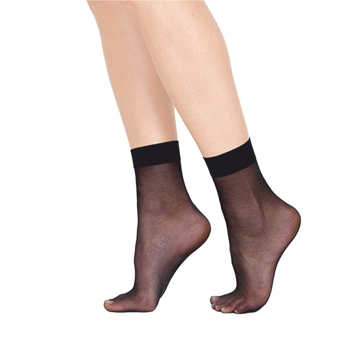 10 PAIA CALZINO ELASTICIZZATO DONNA 10 DEN CON BORDO COMFORT E PUNTA NUDA