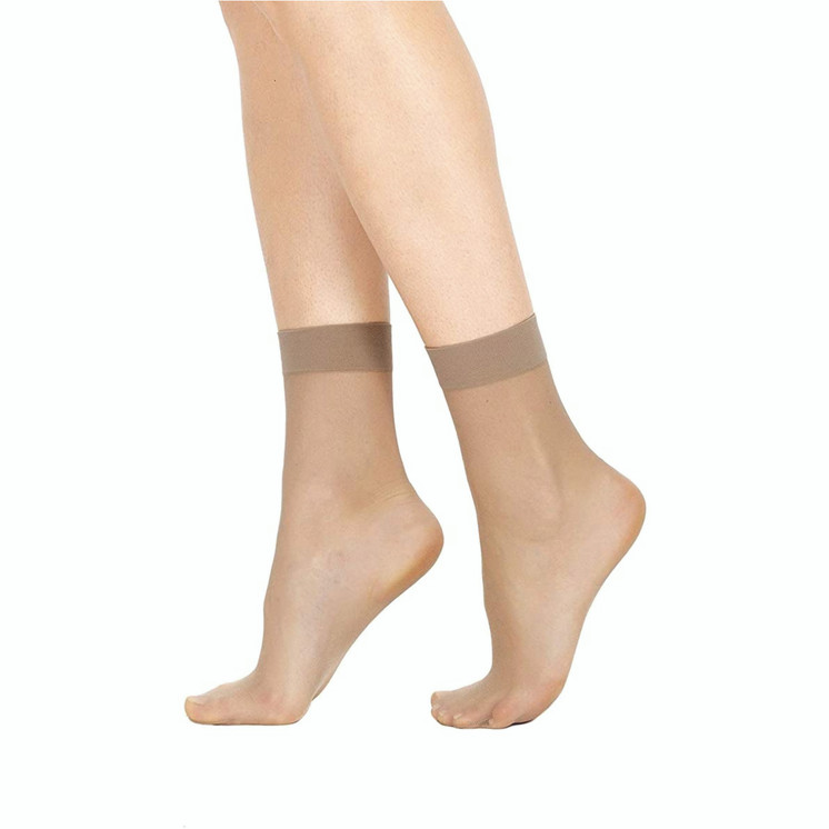 10 PAIA CALZINO ELASTICIZZATO DONNA 10 DEN CON BORDO COMFORT E PUNTA NUDA