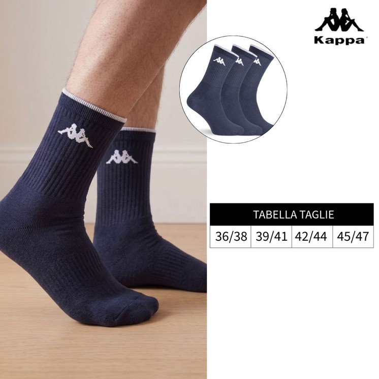 KAPPA (3 Paia) Calzino Corti Uomo Tennis Sportiva in cotone K540