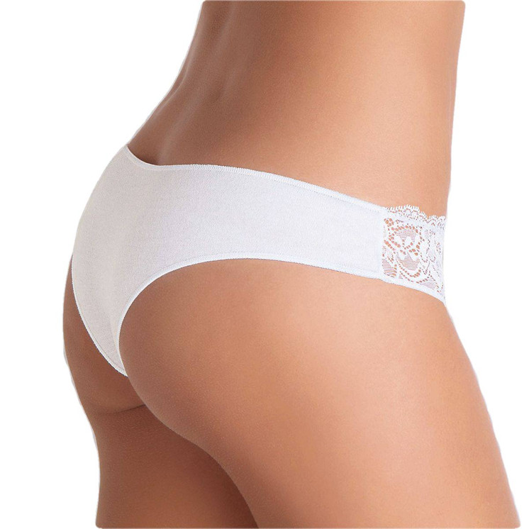 6 Slip Brasiliana Donna in Cotone Bielastico con Inserti in Pizzo Cotonella GD170