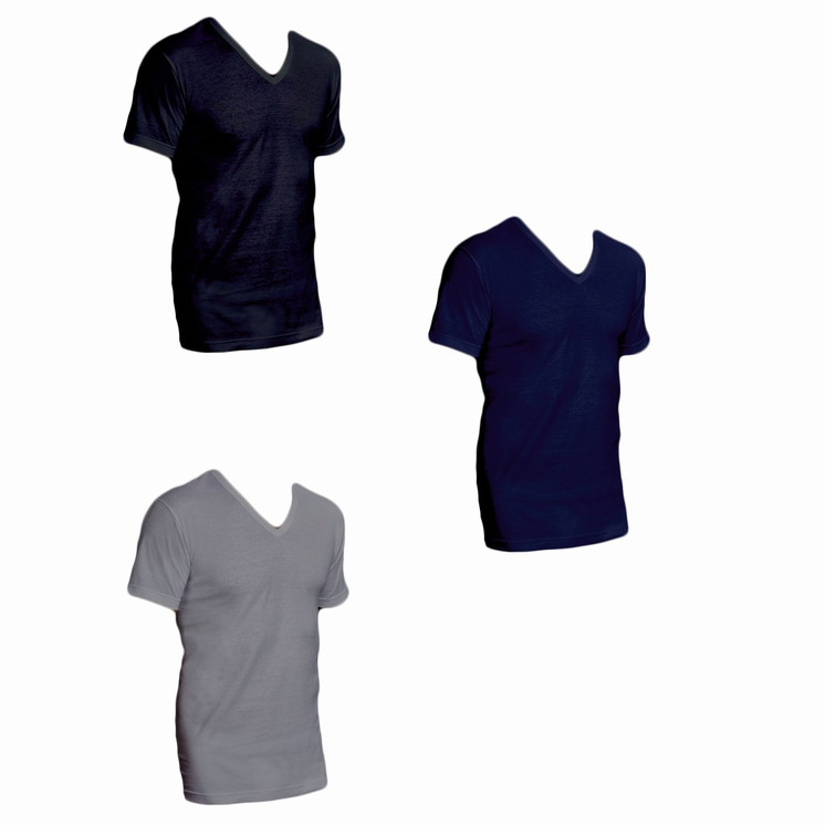 3 Shirt Uomo Mezza Manica Scollo a V Nottingham TV23 cotone Bielastico Felpato