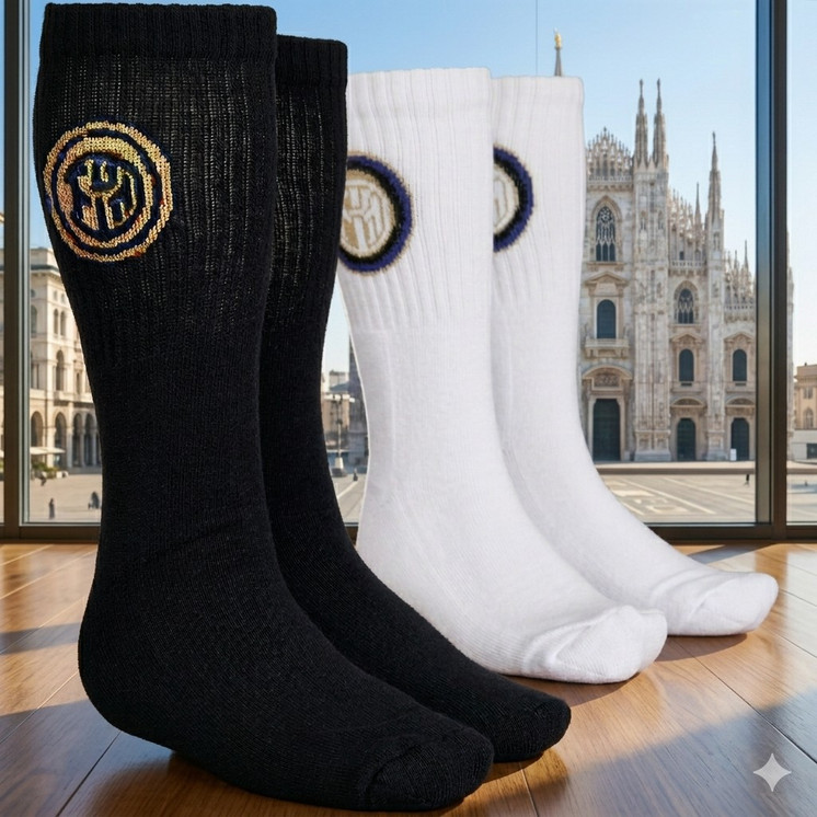 Inter (2 Paia) Calzino  Uomo in cotone Calcio uc5551