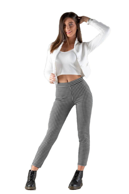 ELETTA MILANO Leggings Termico Donna EL-12107 Modello effetto lana pied de poule