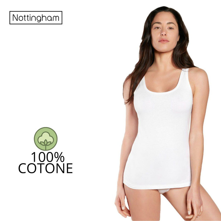 Canottiera Donna Spalla Larga Nottingham VL4014BW in Cotone Costina