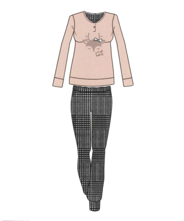 NORTH POLE Pigiama Donna Invernale PID15 Manica Lunga in Caldo Cotone