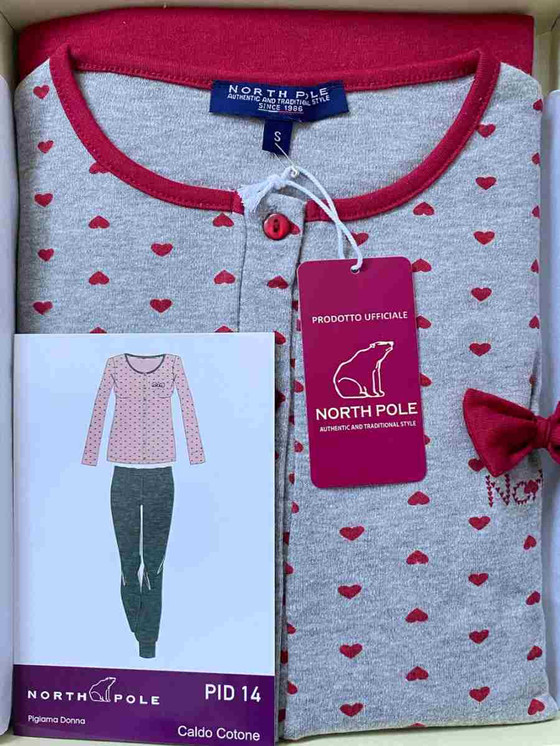 NORTH POLE Pigiama Donna PID14 Invernale Manica Lunga in Caldo Cotone