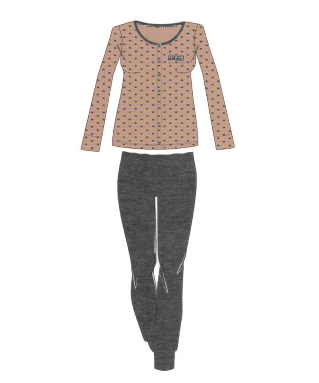 NORTH POLE Pigiama Donna PID14 Invernale Manica Lunga in Caldo Cotone