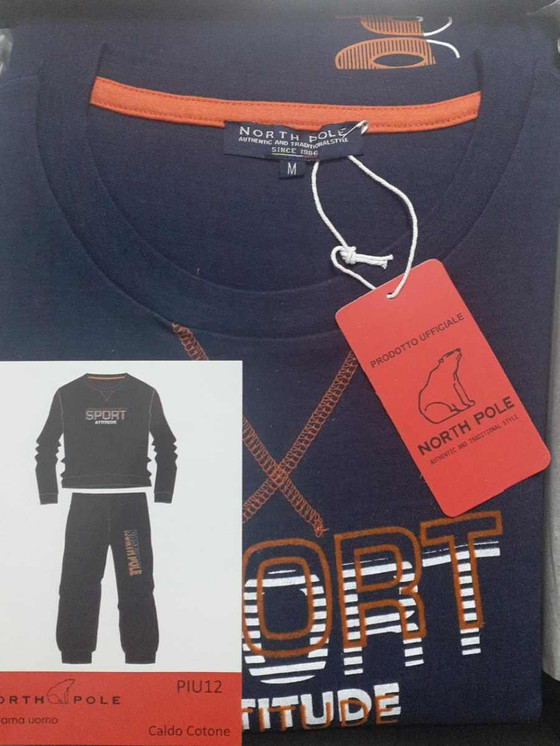 NORTH POLE Pigiama Uomo Invernale PIU12 Manica Lunga in Caldo Cotone