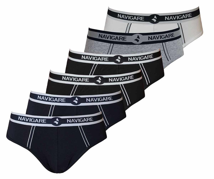 6 Pezzi Slip Uomo 314 NAVIGARE in cotone Elasticizzato elastico Esterno e Logo