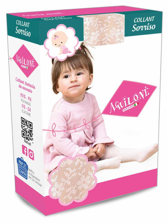 12 Paia Collant Neonata SORRISO AQUILONE in microfibra lavorato effetto pizzo