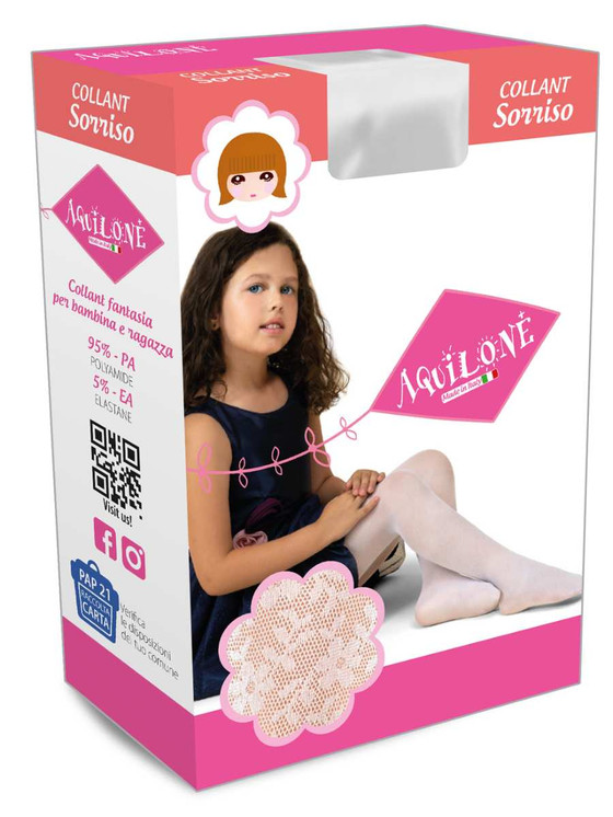 12 Paia Collant Bambina SORRISO AQUILONE in microfibra lavorato effetto pizzo
