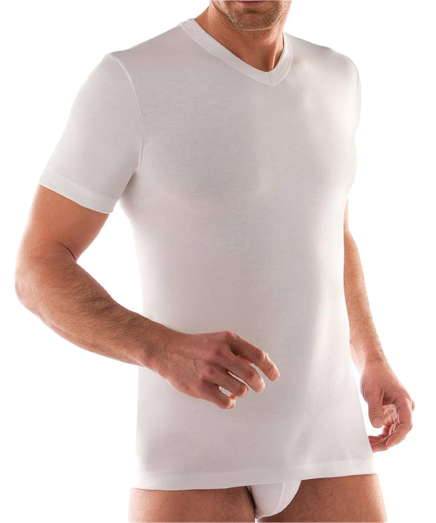 Maglia 02855 53 Liabel m/manica scollo a V uomo bianca e nera in cotone termico