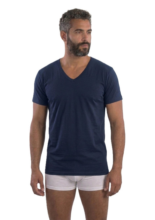 Mabrat Maglia Uomo Mezza Manica Scollo a V Profondo in 100% Cotone - Made in Italy