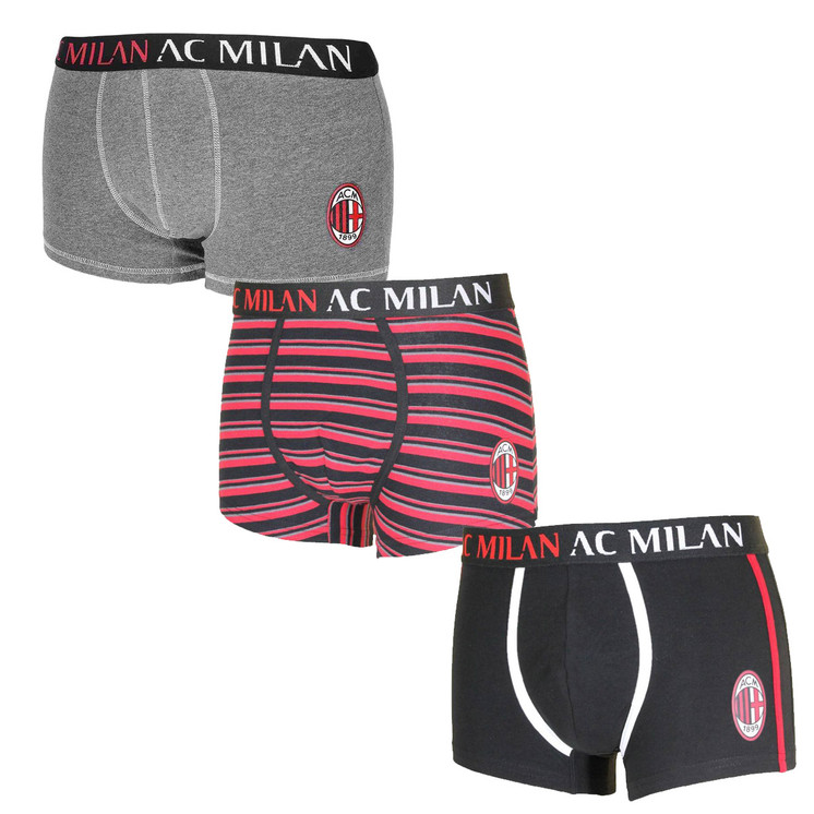 6 Pezzi Boxer Ragazzo Milan MI12050  in cotone elasticizzato Prodotto Ufficiale