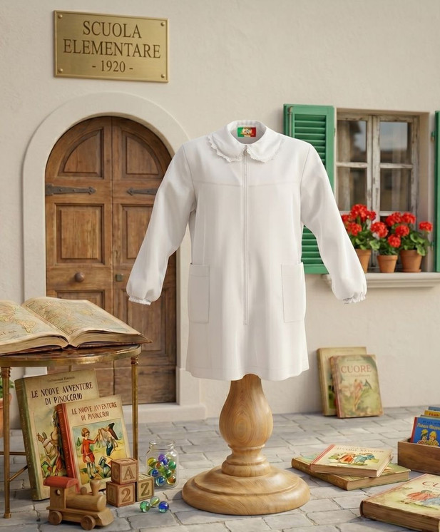 Grembiule Scuola Bambina Elementare Senza Ricamo Con Cerniera Zip Mariano