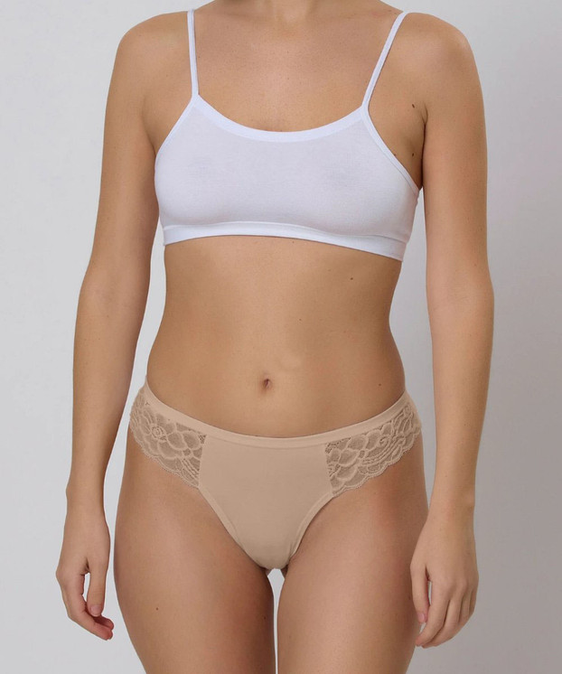 6 Brasiliana Slip Donna Jadea in cotone modal e pizzo 516