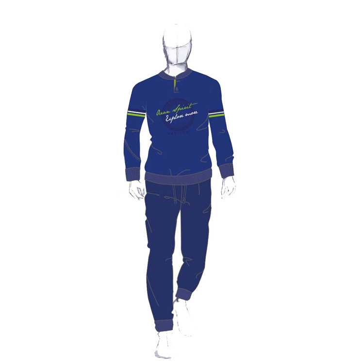 Pigiama Uomo Lungo NAVIGARE collo con bottoncini in cotone leggero 141624