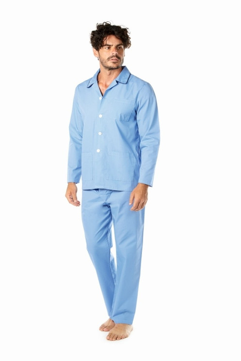 Pigiama uomo lungo in cotone apertura con bottoni Nazareno Gabrielli 101/111