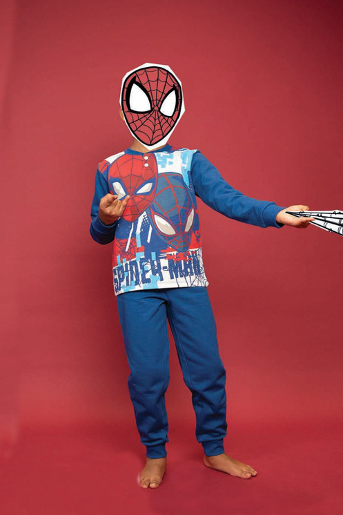 Pigiama bambino serafino lungo in cotone interlock MV40M4405 SPIDERMAN CARTOON