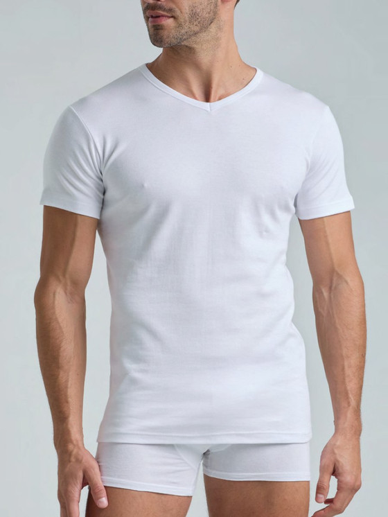 Maglia mezza manica uomo scollo a V in cotone interlock Lotto LT1211