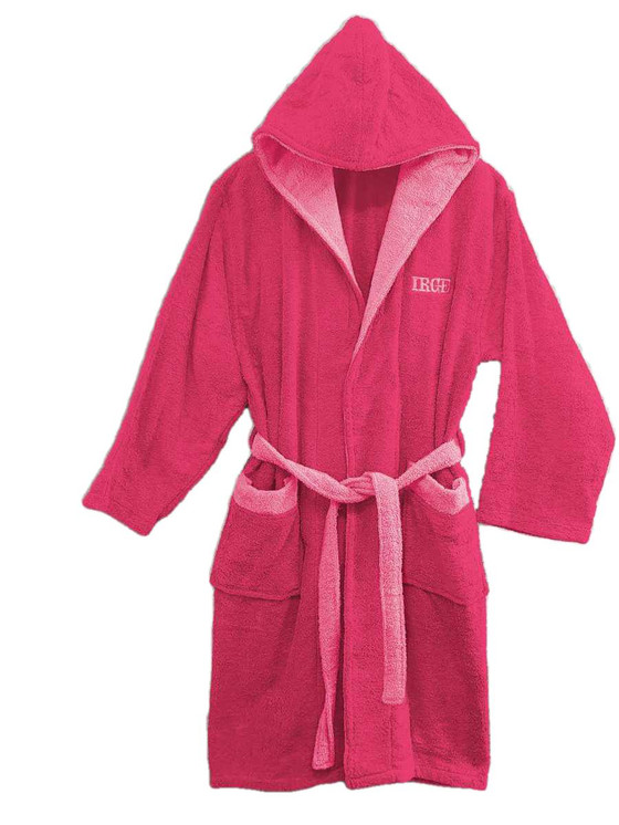 Irge Accappatoio Adulto Unisex in spugna bicolore con cappuccio