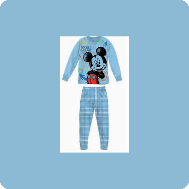 Pigiama Bambino Cotone Estivo Manica Lunga con Personaggio Mickey 5509