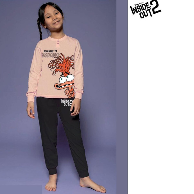 Pigiama Bambina Cotone Estivo Manica Lunga con Personaggio Inside Out 7935