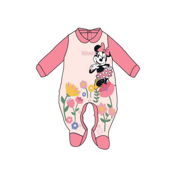 Tutina neonata in cotone estivo lunga con chiusura a bottoncini e stampa Disney 3096