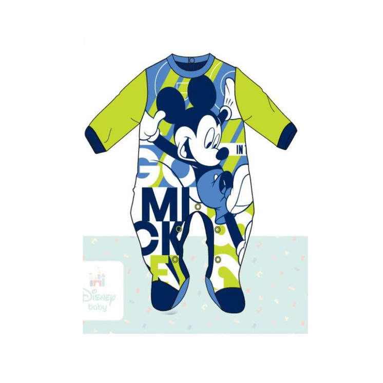 Tutina neonato in cotone estivo con chiusura a bottoncini e stampa Disney