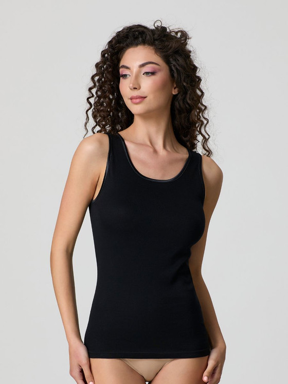 3 Canotta Donna Jadea spalla Larga 9004 in Cotone Mercerizzato con Bordo in raso