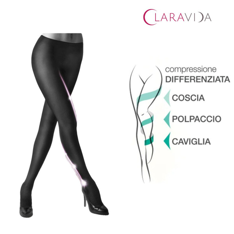 Claravida Collant Donna preventivo Compressione Graduata 140 Denari 18-20 mmHg