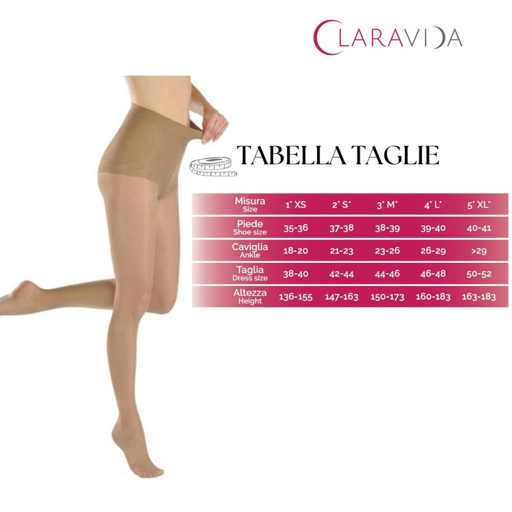 Claravida Collant Donna preventivo liscio Compressione Graduata 140 Denari 18-20 mmHg