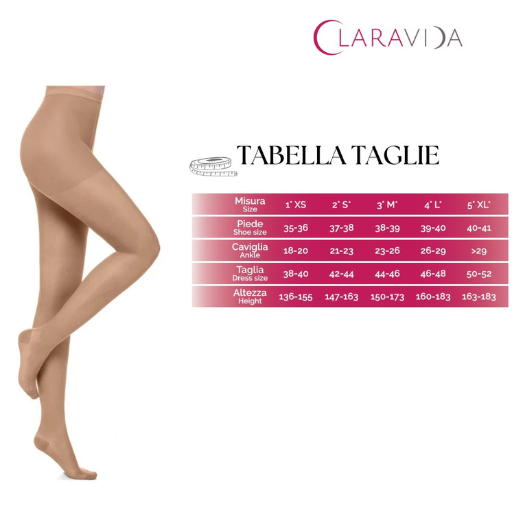 Claravida Collant Donna  preventivo rete Compressione Graduata 140 denari 18-20 mmHg