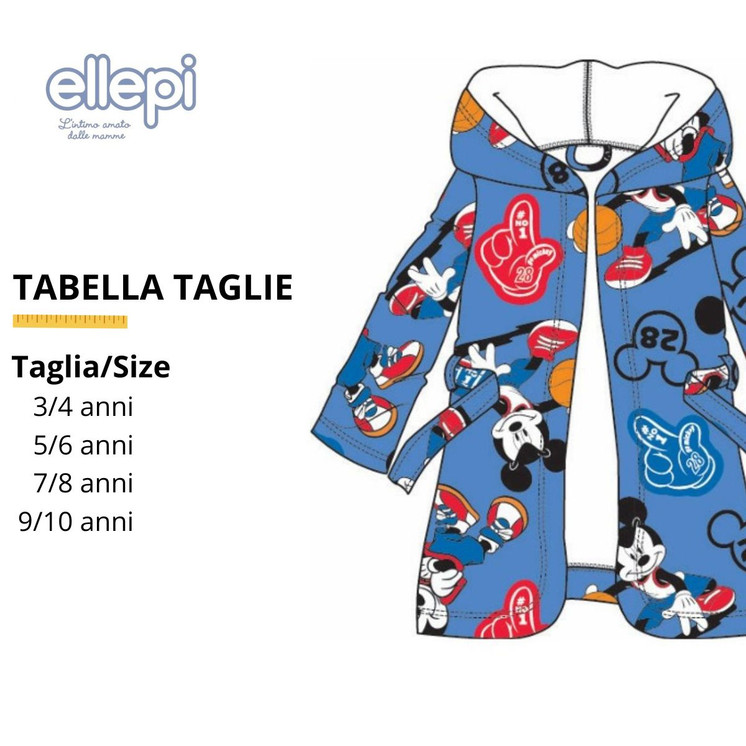 Accappatoio bambino in microfibra Mickey WB7033 Ellepi