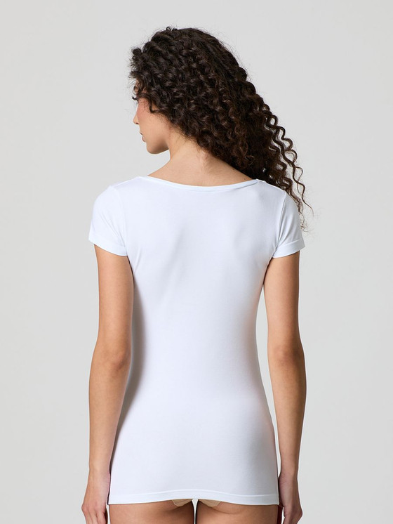 Jadea 4181 Maglia Donna Manica Corta Scollo Lollo in Cotone Elasticizzato