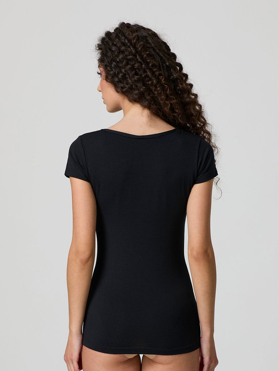 Jadea 4181 Maglia Donna Manica Corta Scollo Lollo in Cotone Elasticizzato
