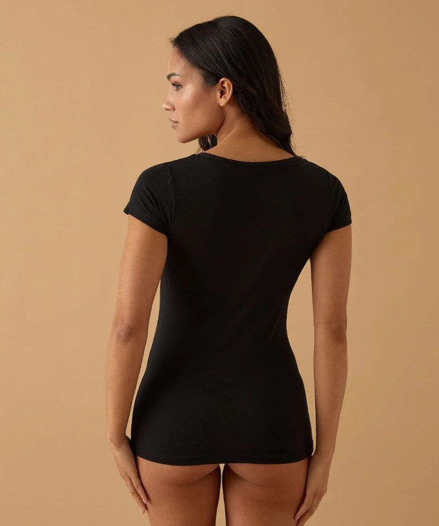 Maglia Donna Manica Corta Jadea 4181 Scollo Lollo in Cotone Elasticizzato