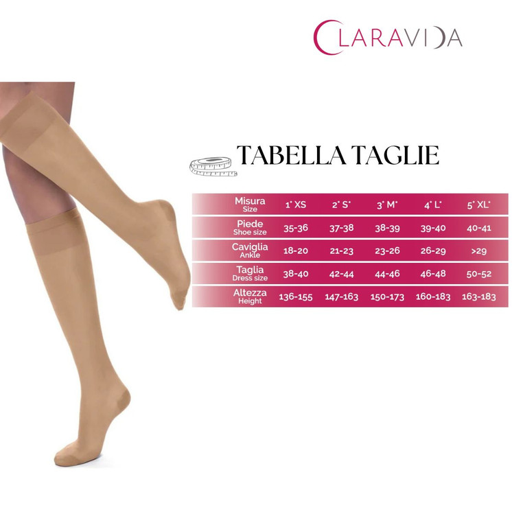 Claravida Gambaletto Donna preventivo Compressione Graduata 140 Denari 18-20 mmHg