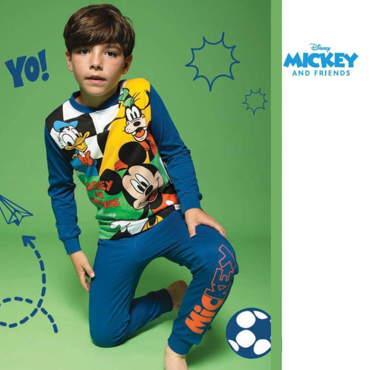Pigiama Bambino Cotone Estivo Manica Lunga con Personaggio Mickey