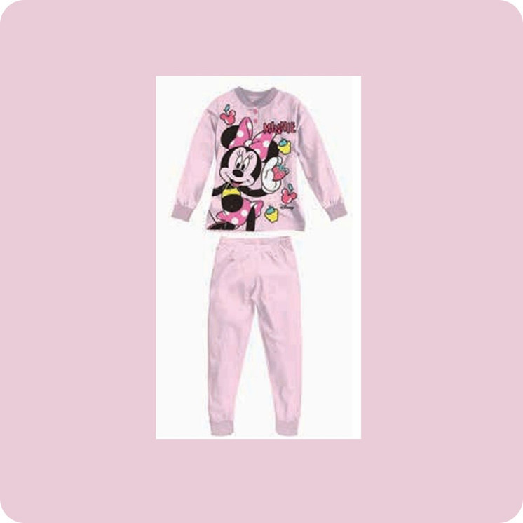 Pigiama Bambina Cotone Estivo Manica Lunga con Personaggio Minnie 2256