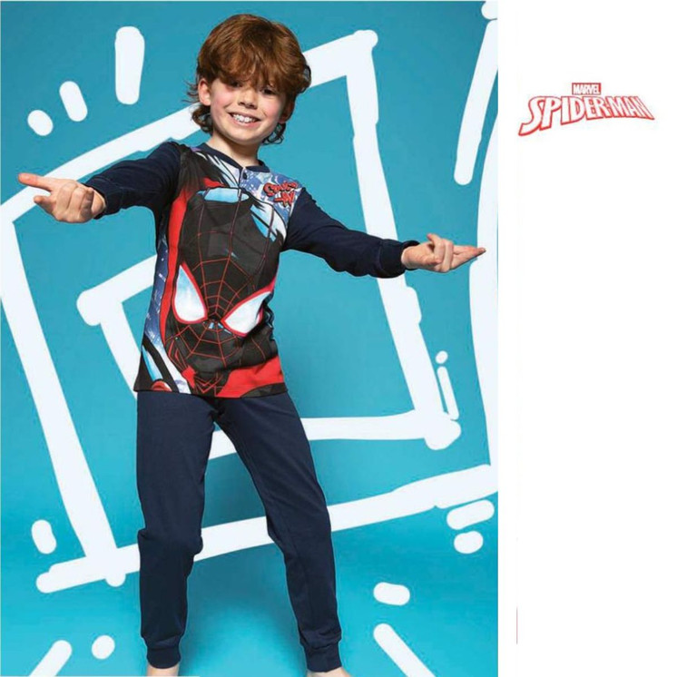 Pigiama Bambino Cotone Estivo Manica Lunga con Personaggio Spiderman 4502