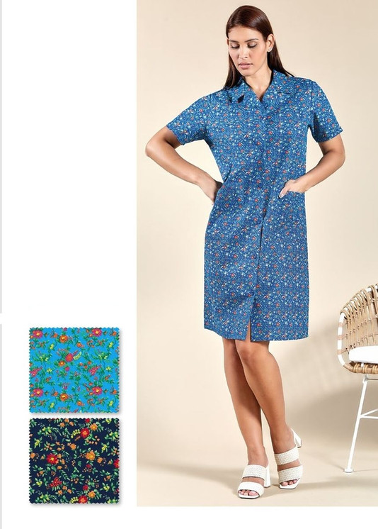 Emmesse Copriabito Donna Cotone Mezza Manica - Grembiule 409 Fantasie Stagionali