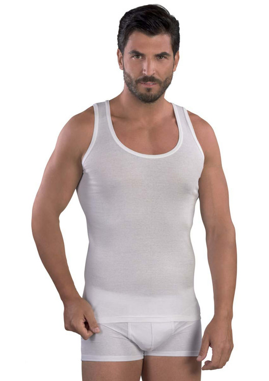 3 Pezzi Canottiera Uomo Spalla Larga in Costina 1/1 Mabrat 483 in Puro Cotone - Made in Italy