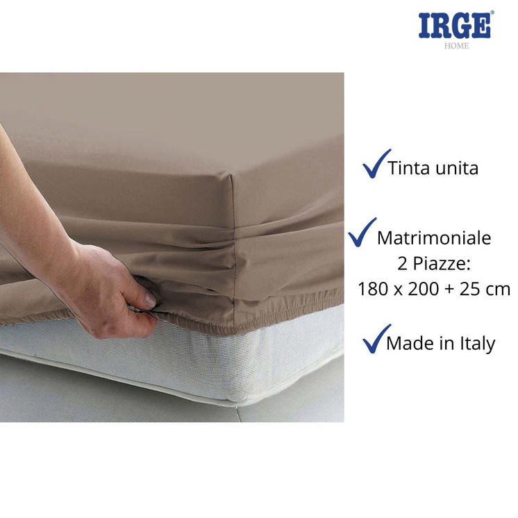 Irge Lenzuola Sotto  con angoli Tinta unita – Matrimoniale 2 Piazze Made in Italy