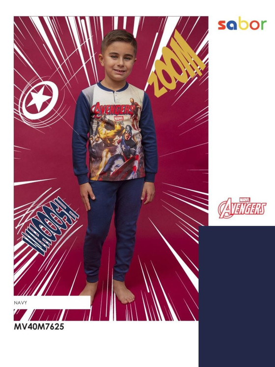 Pigiama bambino lungo in cotone invernale AVENGERS 7625